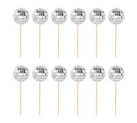Disco Ball Cake Toppers,1970s Disco Ball Cake Decorations,Mini Disco Balls Happy Birthday Cake Topper,Decorations Cupcake Picks for 70s Theme Party Favor