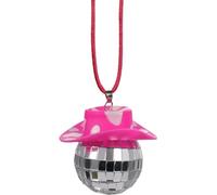 Disco Ball Car Accessory, 1.8 X2.3Inch Cute Car Mirror Disco Ball With Pink Cow Hat Car Mirror Hanging Accessories Car Hanging Accessories Aesthetic Convenient handled