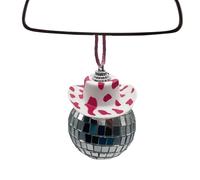 Disco Ball Car Mirror Ornament - 3In Cowboy Hat Car Charm | Bling Rear View Hanging Decoration Sparkly Rhinestone Reflective Mini Mirror Ball Interior Accessories for Car Truck SUV Travel Gift