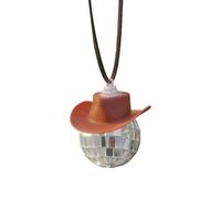 Disco Ball Cowboy Hat Car Accessories,Car Interior Accessories,Cute Car Accessories,Car Hanging Ornament Accessories,Car Rearview Mirror Pendant Funny Gifts For Women Men Truck SUV (Brown)