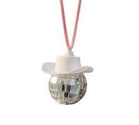Disco Ball Cowboy Hat Car Accessories,Car Interior Accessories,Cute Car Accessories,Car Hanging Ornament Accessories,Car Rearview Mirror Pendant Funny Gifts For Women Men Truck SUV (White)