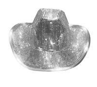 Disco Ball Cowboy Hat | Mirrored Disco Ball Sequin Caps - Bachelor Fun Party Hat, Sparkly Party Fun, Supplies Club Dance