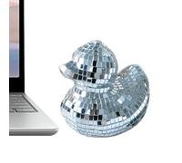 Disco Ball Duck - Decorative Duck Mirror Sculpture Cake Topper | Sparkling Glass Ornament for Celebration Settings, Desk Accents, Themed Gatherings, Club Displays, Fun Creative Visual Appeal
