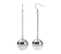 Disco Ball Earrings Silver Disco Ball Earrings Disco Ball Costume Glitter Mirror Ball Earrings 70s 80s Disco Costume Women's Disco Ball Jewellery for Women Girls Carnival Theme Disco Party Accessories