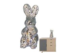 Disco Ball Easter Decor - Disco Ball Glass Disc, Prop Bunny Statue | Handmade Mosaic Mirror Rabbit Accessories, Disco Rabbit Objects Decorative Home Coffee Shop