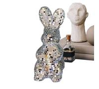 Disco Ball Easter Decor - Handmade Desktop Bunny | Hare Celebration Celebration Celebration Desk Figure | Easter Disco Metal Rabbit Ornament for Women, Men, Girls, adul