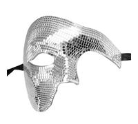 Disco Ball Glitter Masks, Halloween Mirror Masks, Glitter Disco Ball Helmet Costume Mask, Festive Half Face Mask, Sparkly Music Maskaa, Festival Masquerade Face Cover For Dj Stage Bar Party (A)