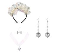Disco Ball Headband - 3 Pcs 70s Vintage Disco Accessories Set, Disco Silver Mirrorball Headband Earrings and Necklace, Disco Theme Accessories for Women Birthday Party Costume Gifts