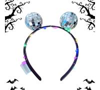 Disco Ball Headband Costume Accessory - Flashing Illuminated Headwear, Adjustable Secure Bands, Party Prop, Retro Dance Style | Cosplay Outfits, Festival Wear, Club Nights, Themed Photo Shoots