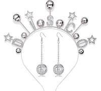 Disco Ball Headbands for Women Rhinestone Star Headbands Tiara 70s 80s Accessory Concert Halloween New Year’s Eve Gifts (Style A, One Size)
