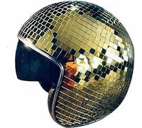Disco Ball Helmet,Disco Ball Hat,Mirror Glitter Ball Helmets,With Retractable Visor,for DJ Party (Gold)