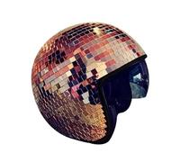 Disco Ball Helmet,Glitter Mirror Ball Helmet Disco Party Helmet Hat with Retractable Visor,Washable Liner Glass Disco Ball Cap Disco Costume Accessories for DJ Club Stage Bar Party Wedding (Rose Gold)