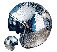 Disco Ball Helmet Party Decoration Disco Ball Helmet Glitter Glass Disco Ball Cap Disco Ball Helmet with Retractable Visor Disco Ball Cowboy Hat Novelty Gifts Home Art Deco Gifts, Silver