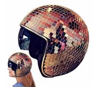 Disco Ball Helmet With Retractable Visor- Disco Ball Cap Disco Helmet Glitter Mirror Glass Disco Ball Hat For DJ Club Stage Bar Party Wedding Holiday-Glitter Mirror Glass Headgear Party Decoration