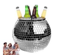 Disco Ball Ice Bucket,3L Ice Storage Container,Mirror Silver Decor,Drinks Cooler for Parties, Wine Cooler Container, Stable Reflective Champagne Wine Beer Bucket for Bar Restaurant Kitchen