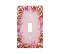 Disco Ball Kitchen Single Light Switch Cover Plate, Festive Playful Straws Bubbles Christmas Rose Gold Plastic Standard Size Toggle Light Switch Cover for Home Living Room New Apartment Decor (Single)