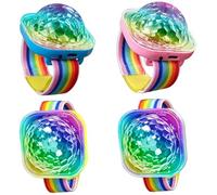 Disco Ball Light, 4Pcs Disco Ball Lamp, Portable Car Interior Lights with Sucker & Strap, Rechargeable & Voice Control Light up Bracelets, LED Wristband for Room, Dance, Car Interior Lights