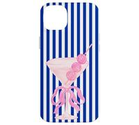 Disco Ball Martini in Pink with Blue Stripe Case for iPhone 14 Plus