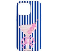 Disco Ball Martini in Pink with Blue Stripe Case for iPhone 15 Pro Max