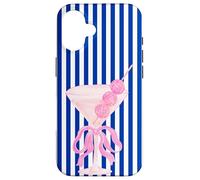 Disco Ball Martini in Pink with Blue Stripe Case for iPhone 16