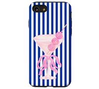 Disco Ball Martini in Pink with Blue Stripe Case for iPhone SE (2020) / 7 / 8