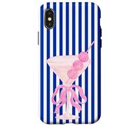 Disco Ball Martini in Pink with Blue Stripe Case for iPhone X/XS