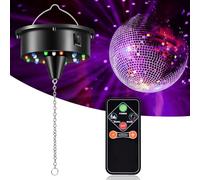 Disco Ball Mirror Ball, Disco Ball with Remote Control, Rotating Disco Ball, Disco Light Party Lights, Professional Mirror Ball Set, 4 Colourful Lights and 18 LED Beads for Disco Light Effects