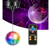 Disco Ball Mirror Ball with Rotating Motor, 15 cm Disco Ball for Parties, Professional Mirror Ball Set, LED Rotating Motor Mirror Ball, Disco Ball, LED Lights for Party Decoration, Band Bar