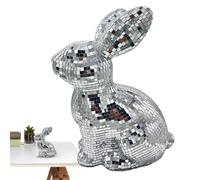 Disco Ball Mirror Decorative Glitter Festive Easter Decor | Reflective Mirror Ball, Bunny Animal Ornament for DJ Club, Wedding