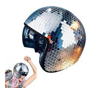 Disco Ball Mirror Hat Disco Ball Hats Disco Decor Helmets with Retractable Visor Glitter Mirror Glass Disco Ball Hat Helmet for Women Men Novelty Party Hat Shiny Sequins Baseball Cap (Silver)