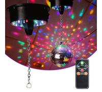 Disco Ball Motor, ADDLIVE Mirror Ball Motor, The Speed is Adjustable, Maximum Speed 13R, 4 Colour Lights and 18 LED Beads, Suitable for Mirror Balls Under 5 kg Disco Ball
