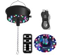 Disco Ball Motor with Light with Remote, Rotating 5-10 RPM Adjustable Speed,Multi Light Mode,Battery/USB-C Power, Supports 4'' - 12'' Mirror Balls for Party Christmas Wedding (Upgraded Version)