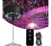 Disco Ball Motor with Lights with Remote, 5 RPM-9 RPM 24 LED Mirror Ball Motor with Lights for 4" 6" 8" 12" Balls for Party(USB/Battery Powered)