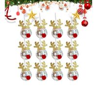 Disco Ball Ornaments - Glass, Disco Mirror Pendant,Endurable | Deer Antler Balls, 12X Charm Accessories Christmas Ball Ornaments Holiday Party Discoo Mirrors For Desktops, Cabinets