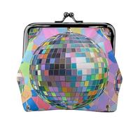 Disco Ball Pattern Small Coin Purse For Women, Kiss-Lock Wallet Leather Cute Coin Wallet Mini Coin Pouch Change Purse Key Holder