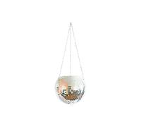 Disco Ball Planter Plastic Macrame Plant Hanger with Chains and Hook Boho Disco Mirror Ball Hanging Planter Round Pots Disco Ball Decor