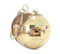 Disco Ball Purse For Women, Sparkly Sequin Glitter Wristlet Clutch, Mirror Cube Bag, Party Retro Handbag Wedding Bags, Gold, S