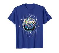 Disco Ball Vintage Retro House discoball Cool Party T-Shirt, Men, Royal Blue, Large