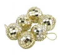 Disco Balls 3cm 6pcs Mirror Balls Party Shining Ball Christmas Laser Reflective Glass Disco Xmas Tree Home Decoration Ornaments(Gold)