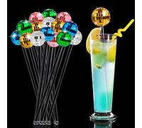 Disco Balls Cocktail Stirrer Swizzle Sticks, Multicolored, 15pcs