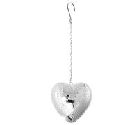 Disco Balls Heart Shape Disco Ball Decoration Easy Install Mirror Hanging Ornament With Chain For Wedding Valentines Days(Silver)
