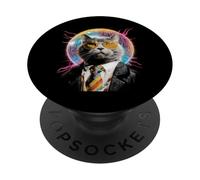 Disco Cat Retro 70s Funky Party PopSockets Adhesive PopGrip