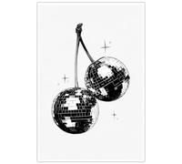 Disco Cherry Wall Art Funky Vintage Prints Black and White Disco Ball Poster Retro Trendy Wall Art Aesthetic Disco Posters Retro Fashion Prints Funky Disco Cherries Prints 70s Picture 16x24in No Frame
