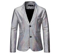Disco Costume - 70s Jacket Two Buttons Tuxedo - Attractive Suit Jacket Shiny Sequins for Party Birthday Halloween Christmas