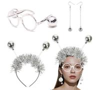Disco Costume Accessories Set 5-Piece - 70s 80s Party Outfit for Women Men Includes Headband, Earrings & Sunglasses - Perfect for Disco Themed Party, Halloween, Christmas, NYE