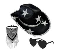 Disco Cowboy Hat, Bling Cowboy Hats for Women - 3X Heart Shaped Sunglasses Cowboy Hat | Bling Cowboy Hat | Cowgirl Hat Bling-Bling Halloween Party Costume for Hallo Role