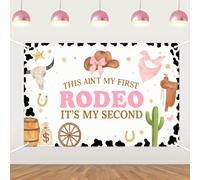 Disco Cowgirl 2nd Birthday Decorations,This Ain't My First Rodeo It's My Second Cowgirl Birthday Backdrop for Girls Second Birthdays Party Supplies