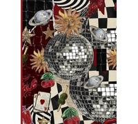 Disco Fever Collage Notebook: Lined Notebook A4 Size featuring Mirrorballs, Red Velvet Texture, and Retro Beadwork Designs (Notebook, 120 Lined Pages, Great Gift)
