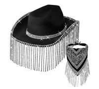 Disco Fringed Bandana Cowgirl Bachelorette Bandana For Womens Disco Party & Weatern Cowboy Hat Womens White Bridal Western Cowboy Hat Fringed Cowgirl