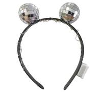 Disco Headband - 6.69 Inches LED Party Headwear | Light Up Hair Accessories - Battery Powered polystyrene disco headband with flashing modes and 1.57 inch balls for parties